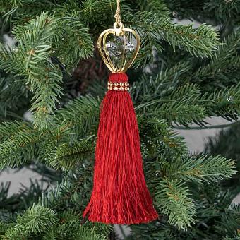 Crystal Heart-Shaped Pendant With Tassel Red 16 cm