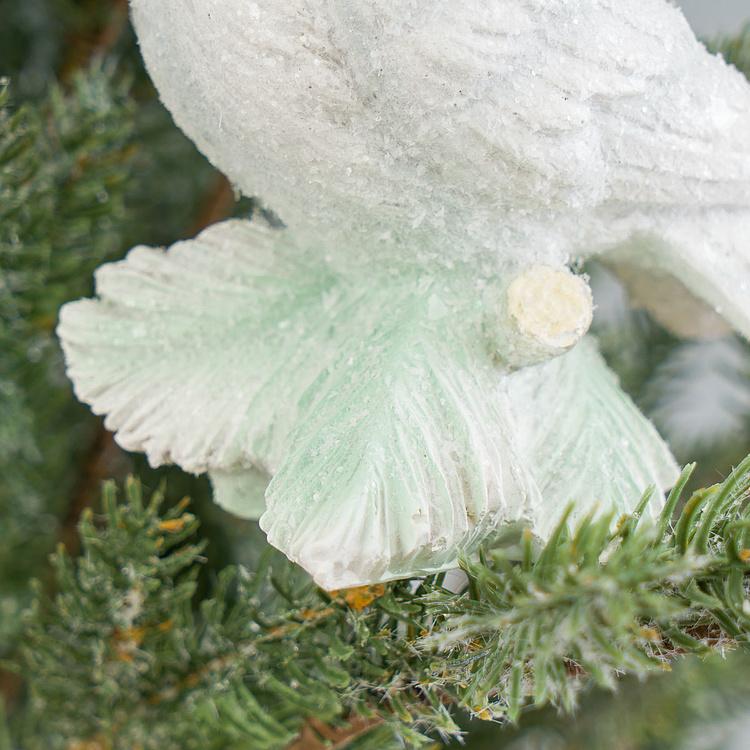 Набор из трёх ёлочных игрушек Белые голубки с розами Set Of 3 Ice Doves With Roses White 11,5 cm