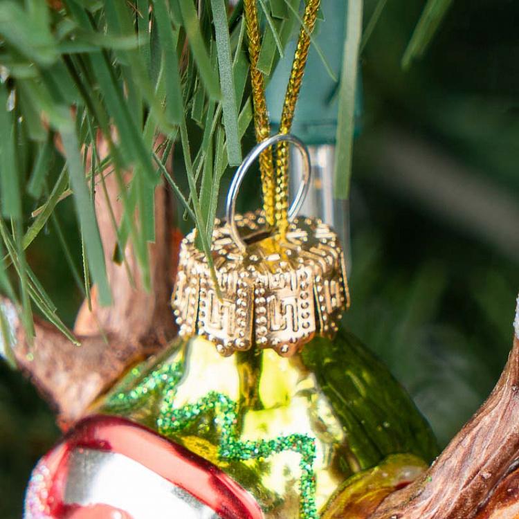 Ёлочная игрушка Олень с лыжами 1 Glass Hanger Ski Elk 1 18 cm