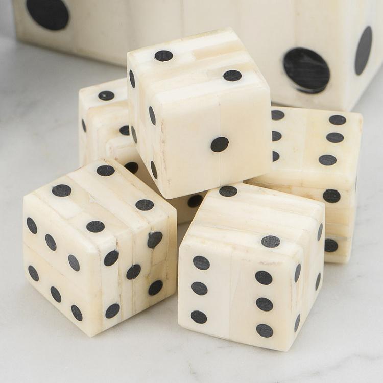 Деревянная шкатулка с пятью игральными костями Wooden White Box With 5 Dices