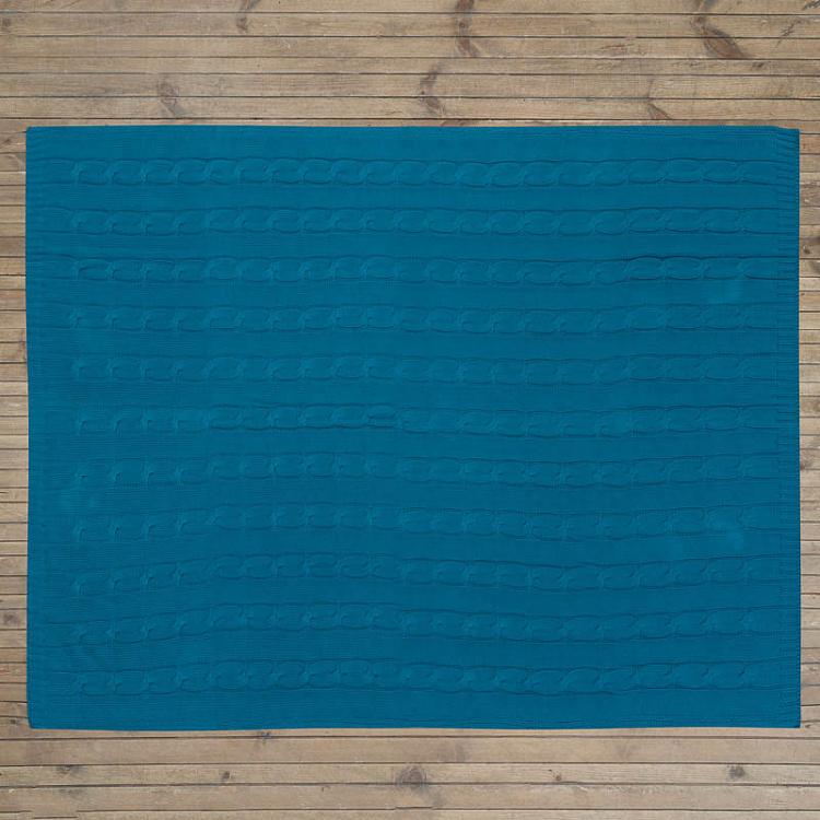 Синий вязаный плед Мессина Messina Knit Throw Royal Blue