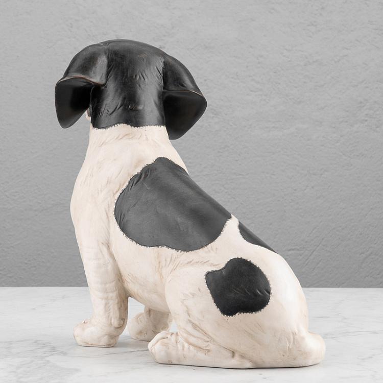Статуэтка Сидящая чёрно-белая собака Sitting Dog Black And White