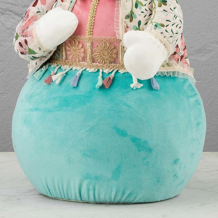 Статуэтка Снеговик в костюме и шляпе с цветочным узором Floral Snowman With Hat 65 cm