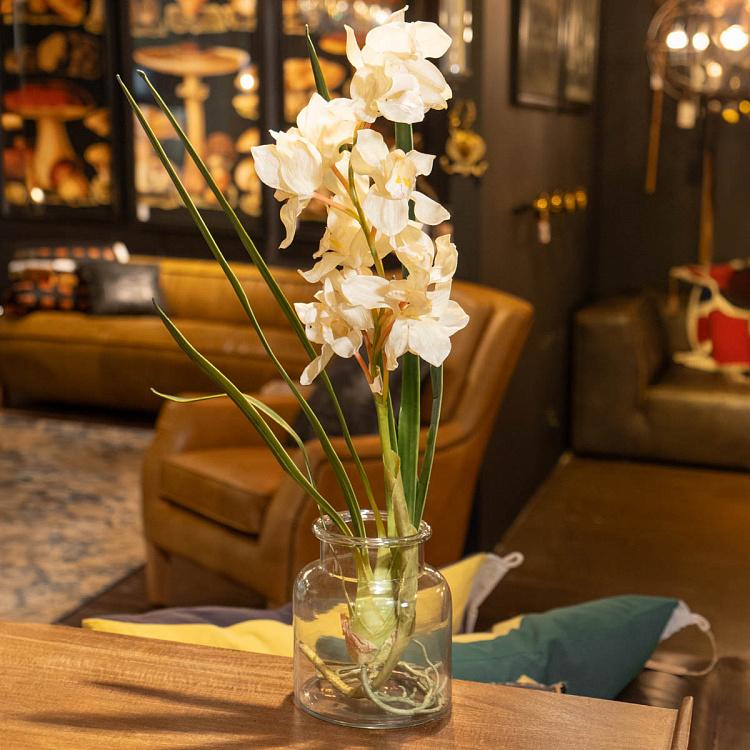 Искусственная Орхидея Цимбидиум белая дисконт Orchidee Cymbidium White 80 cm discount