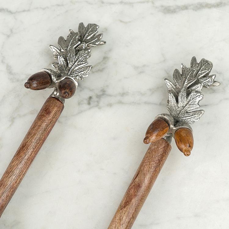 Набор из двух салатных ложек Дубовые веточки Set Of 2 Salad Servers Holly