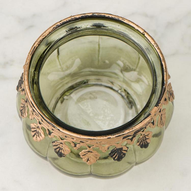 Круглый стеклянный подсвечник Антик Glass Metal Antique Round Votive