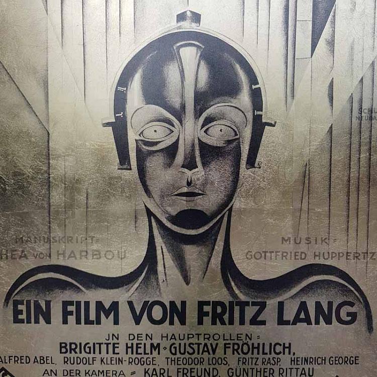 Картина с золотой поталью и текстом Метрополис, L Metropolis Gold Text Large