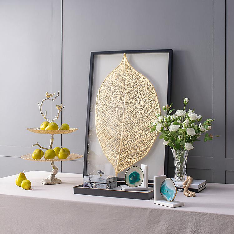 Двухуровневая сервировочная подставка с птицами и золотистым стеклом Atelier 2 Tier Plates Gold