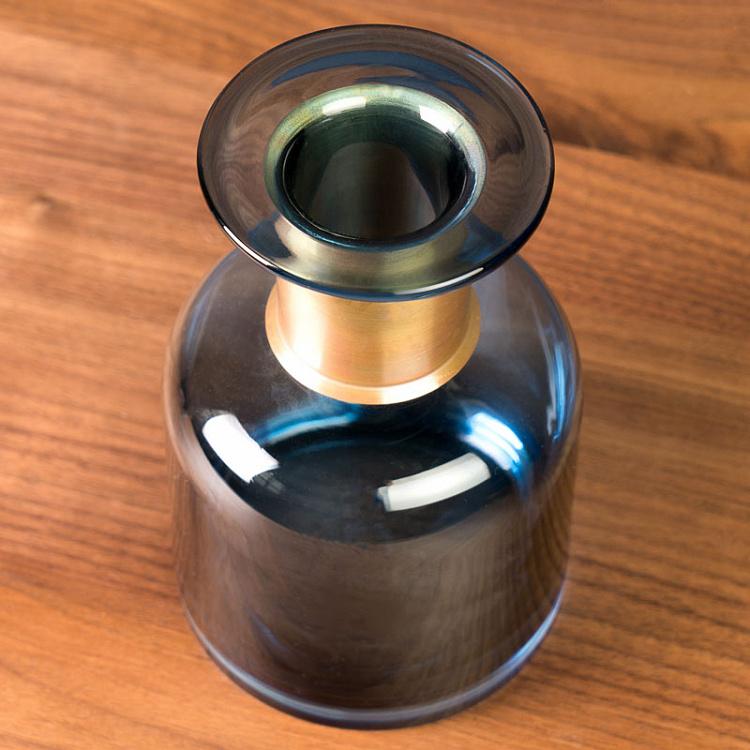 Синяя ваза с золотым горлышком Pharmacy Bottle With Gold Detail Blue