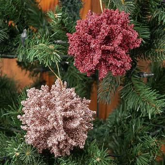 Set Of 2 Glitter Coral Balls Pink/Gold 10 cm