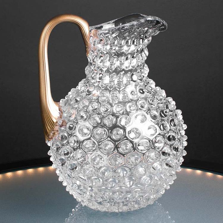 Кувшин Диамант с золотой ручкой Pitcher Hobnail With Golden Handle Large