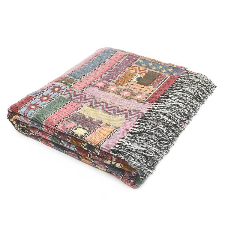 Разноцветный шерстяной плед Балтимора в красных тонах, 130x180 см Baltimora Plaid Wool Multicolor 130x180 cm