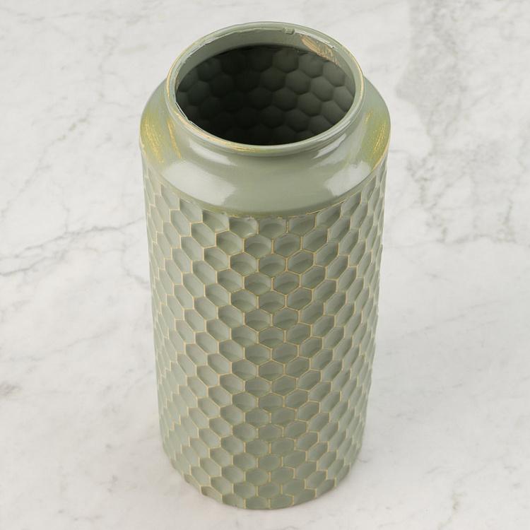 Декоративная серо-зелёная металлическая ваза Green Grey Metal Vase