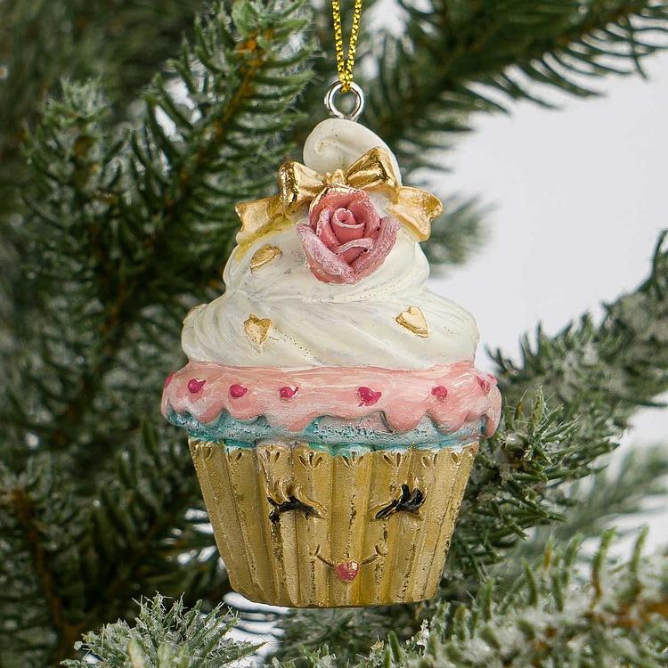 Набор из двух ёлочных игрушек Капкейки для леди Set Of 2 Smiling Lady Cupcakes 7 cm