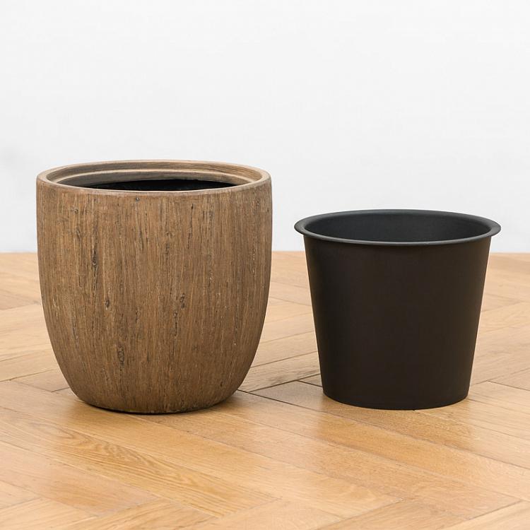 Кашпо-чаша Эффектори светлый дуб, M Effectory Wood Bowl Pot Light Oak Medium