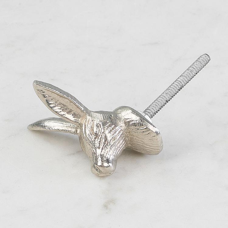 Мебельная ручка Серебряный кролик Silver Striped Bunny Metal Knob