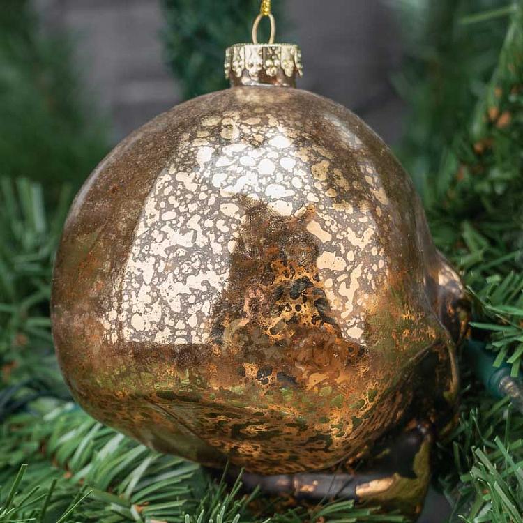 Ёлочная игрушка Золотой череп Glass Antique Jewel Skull Gold/Black 11 cm