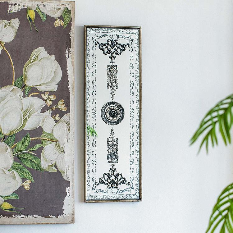 Набор из двух зеркальных декоративных панелей с чёрными узорами в антикварном стиле Set Of 2 Mirror Wall Decor Black