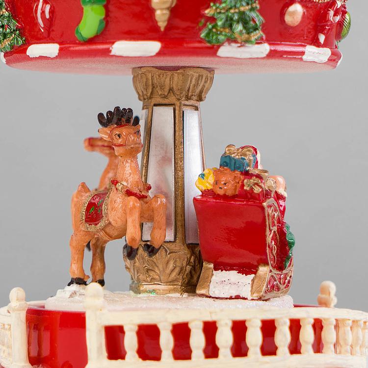 Музыкальная механическая фигурка Карусель Сани Санты Music Motion Santa Sleigh Carousel 14,5 cm