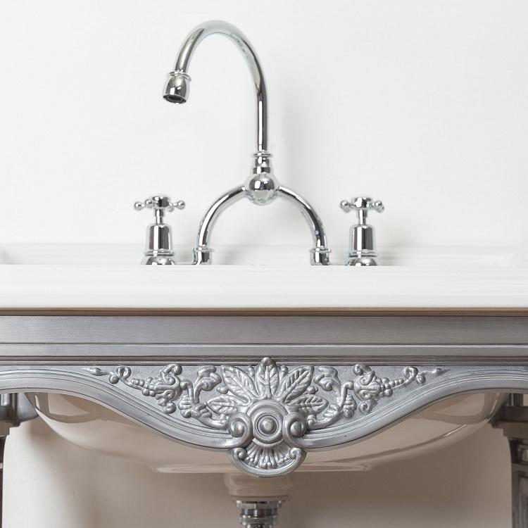 Классическая раковина с подстольем из полированного алюминия Classic Wash Basin And Pedestal Polished Metal