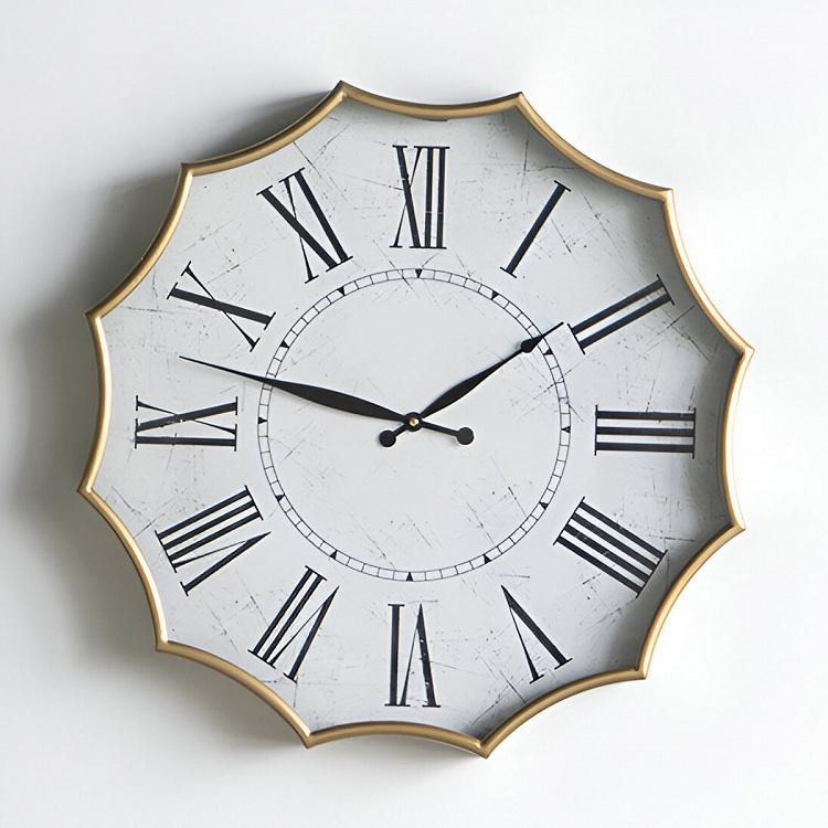 Настенные часы Додекагон с винтажным эффектом Dodecagon Weathered White Wall Clock