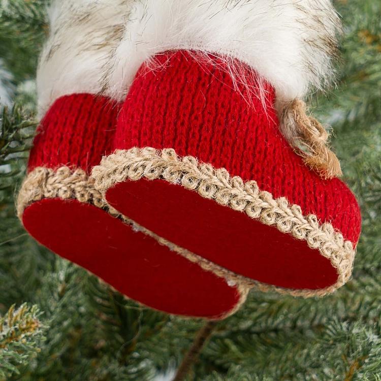 Ёлочная игрушка Валенки Деда Мороза Christmas Tree Decoration Red Boots Trimmed With Fur 12 cm
