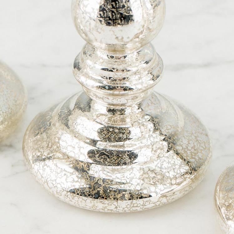 Набор из трёх подсвечников цвета шампань Set Of 3 Glass Antique Candle Holder Silver Champagne