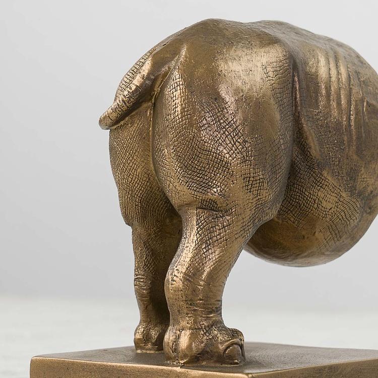Набор из двух держателей для книг Носорог на прямоугольной подставке Bookend Rhino On Rectangular Stand