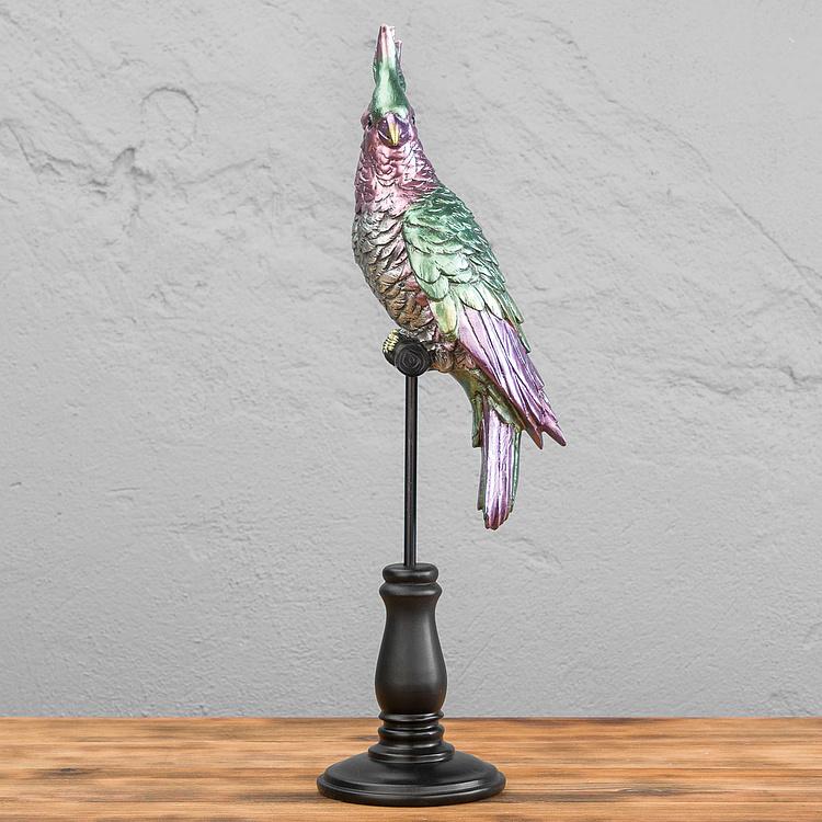 Статуэтка Попугай на подставке Parrot Bird On Stand Purple Green