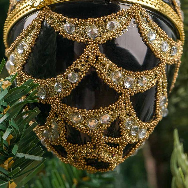 Ёлочная игрушка-шкатулка Чёрно-золотое яйцо 2 Xmas Egg Box Black And Gold 2 10 cm