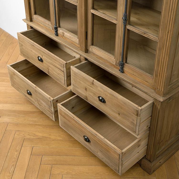 Книжный шкаф-сервант с 4 дверцами и ящиками Вильнёв Villeneuve 4 Glass Doors Bookcase With Drawers DB