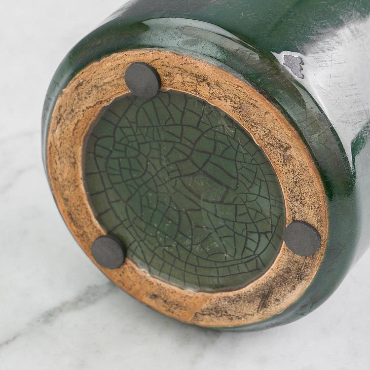 Широкая оливковая керамическая мини-ваза Бутыль Bottle Vase Olive Green Wide