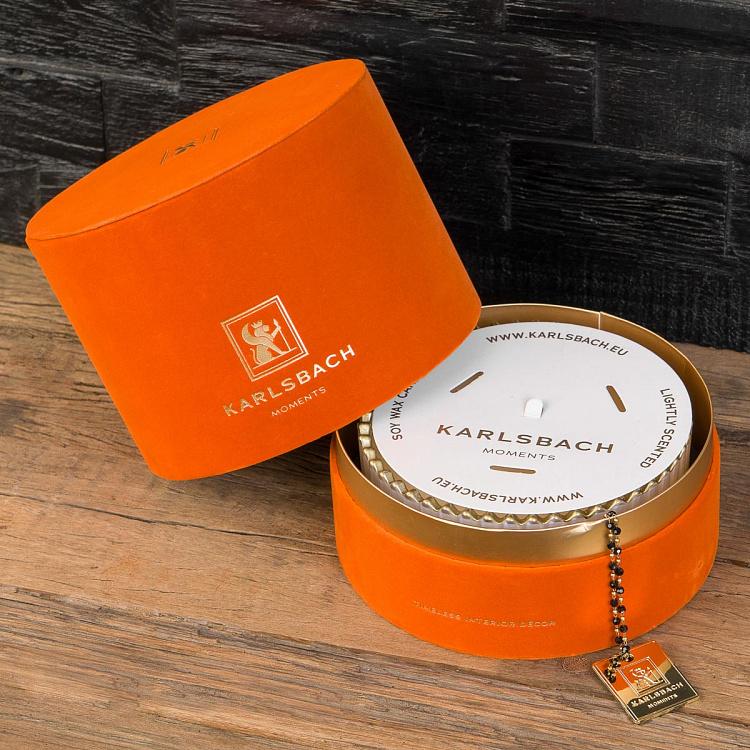 Аромасвеча в белом рифлёном стакане Шёлковый цветок, L Aroma Candle In White Striped Glass Silk Flower Large