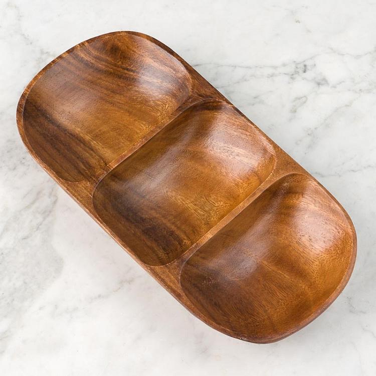 Деревянная овальная менажница Органик Organic 3 Sections Oval Serving Dish