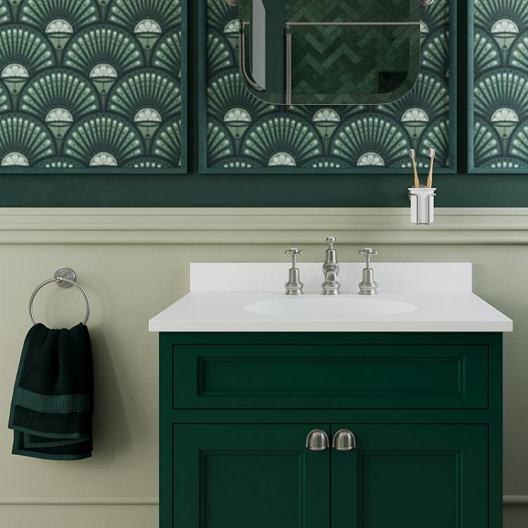 Настенный белый стакан для зубных щёток в подставке цвета хром Tumbler Holder Chrome And White