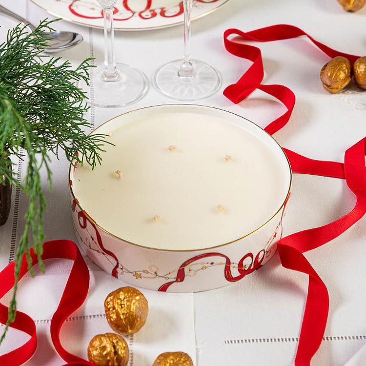 Аромасвеча Новогодняя с красной лентой, L New Year Pine Candle Large