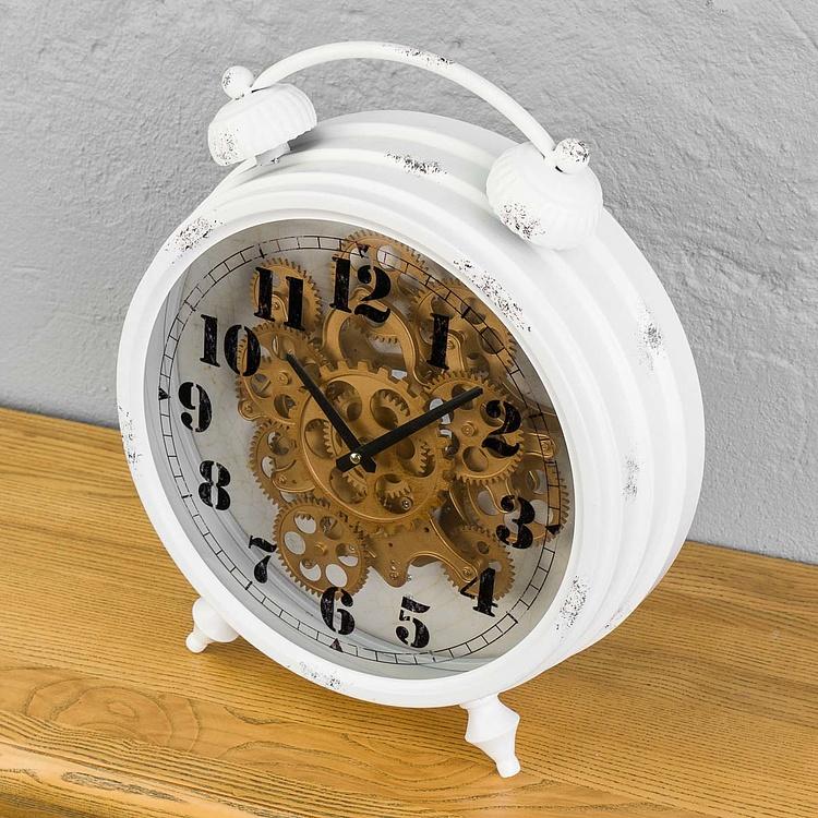 Настольные часы Классические с шестерёнками Classic White Table Clock With Gears
