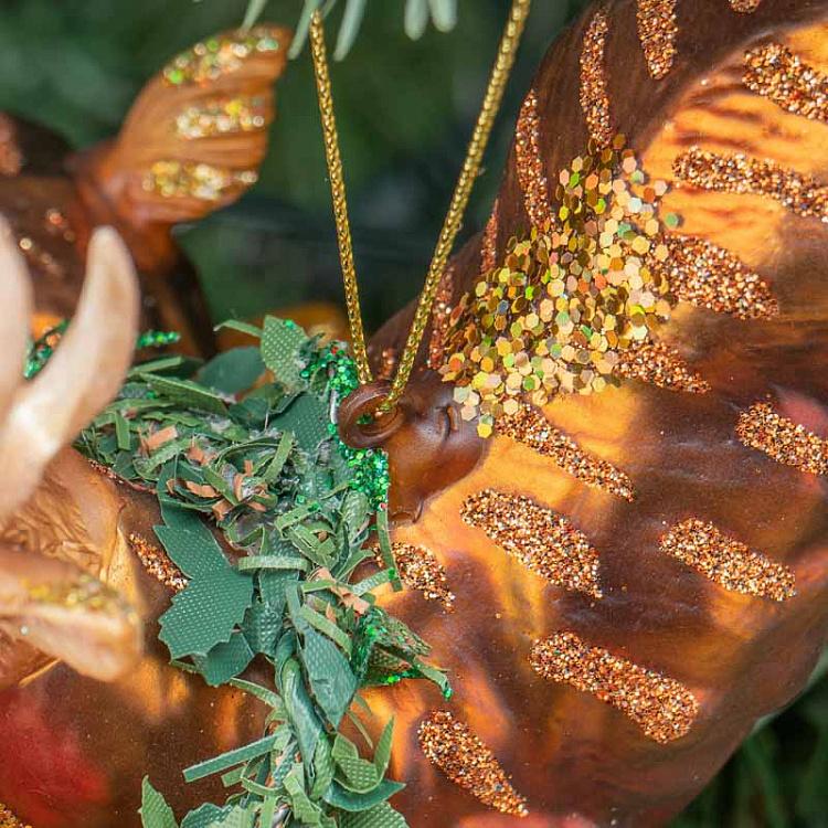 Набор из двух ёлочных игрушек Олени в прыжке Set Of 2 Glass Jumping Xmas Deers Brown 17,5 cm