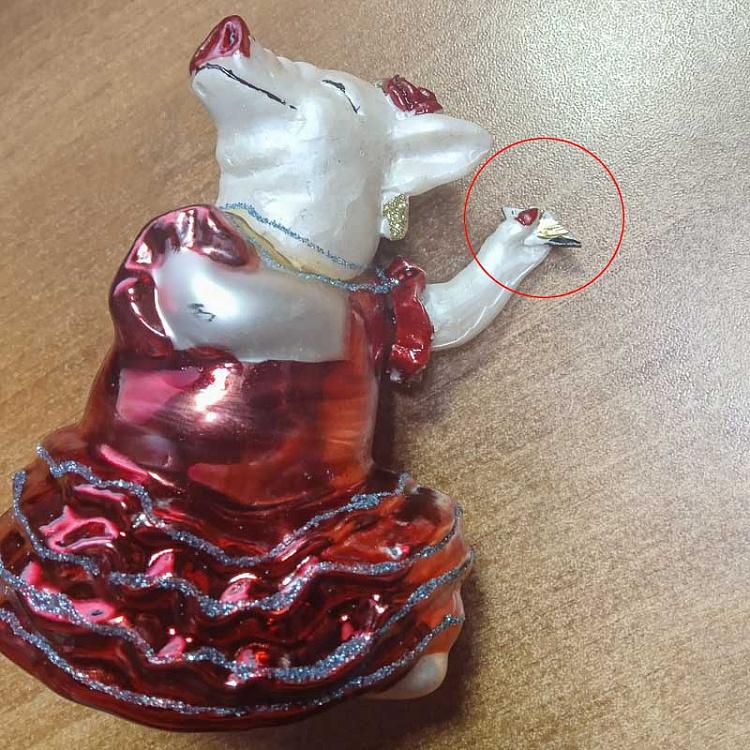 Ёлочная игрушка Танцующая свинья дисконт Glass Hanger Dancing Pig 10 cm discount