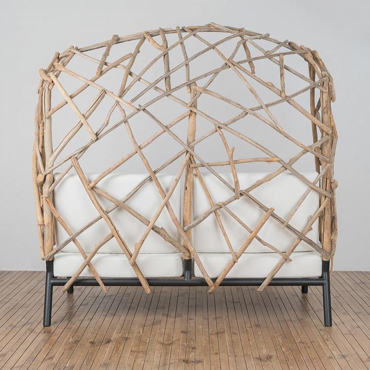 Двухместный диван Аутлайн c подушками F243G Outline Driftwood 2 Seater Wing Chair With Cushions