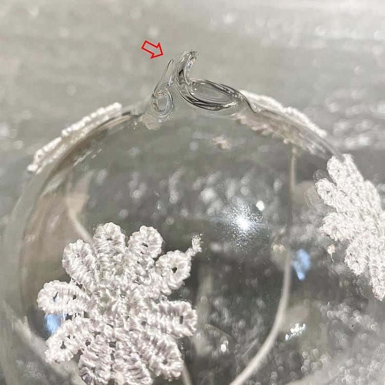 Ёлочный шар c цветочным орнаментом дисконт Glass Flower Ball Clear 8 cm discount