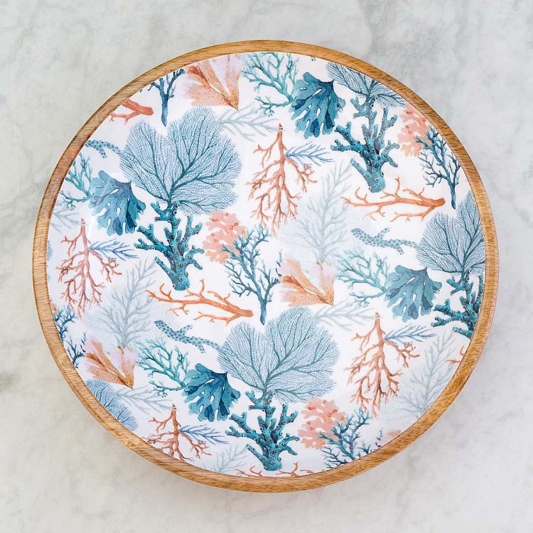 Тарелка-пиала из дерева манго Кораллы, XXL Coral Mango Wood Bowl Extra Large