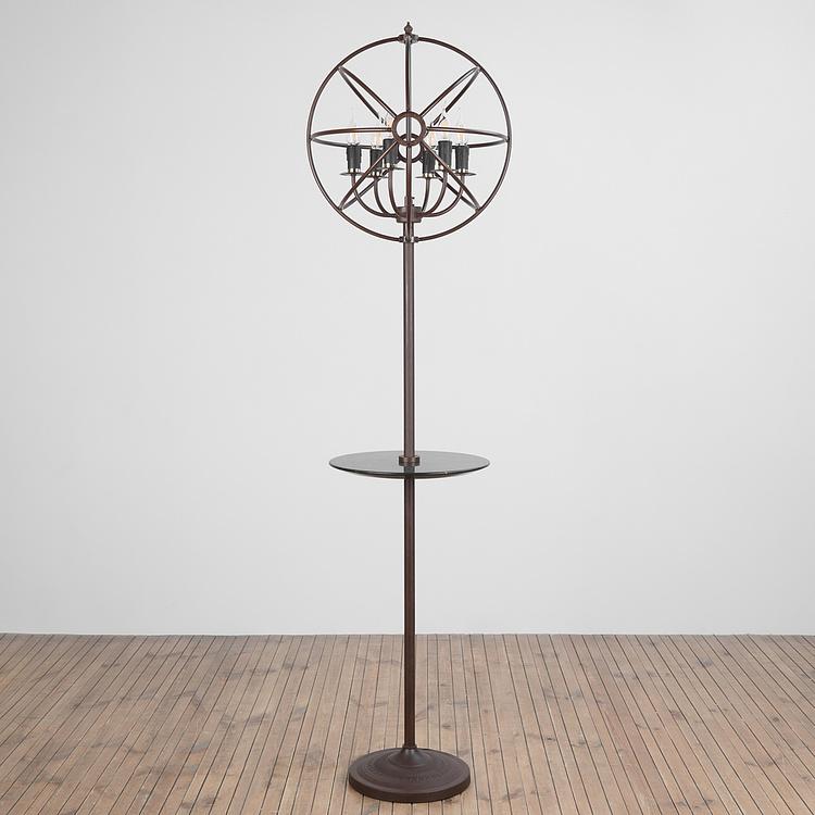 Торшер со столиком из мрамора и гироскопом Gyro Floor Lamp With Tray