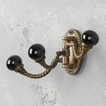 Ceramic Knob Triple Rope Hook Black