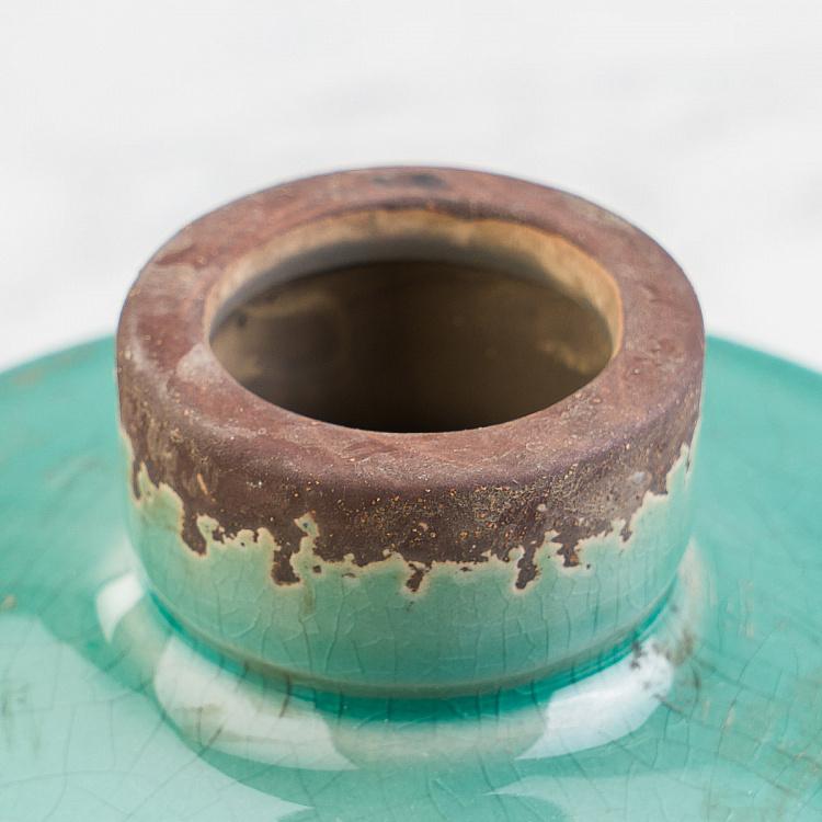 Широкая голубая керамическая мини-ваза Бутыль Bottle Vase Aqua Blue Wide