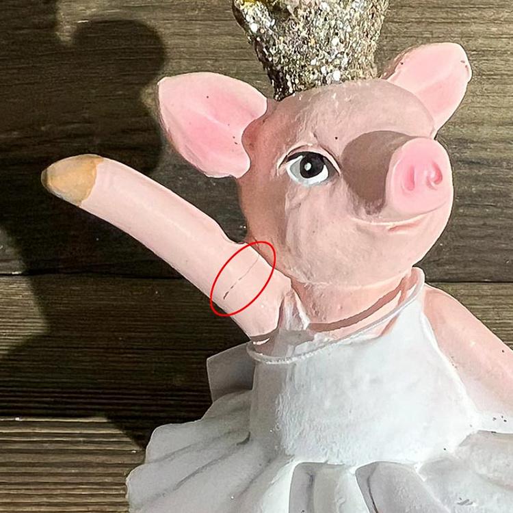Ёлочная игрушка Танцующая свинка в короне дисконт Hanger Dancing Pig With Crown 10 cm discount
