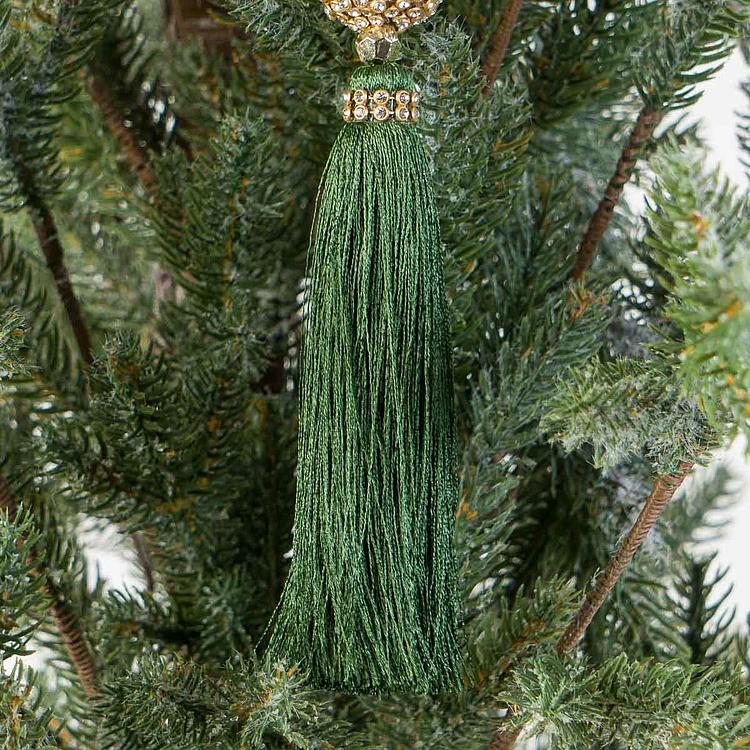 Новогодняя подвеска Рубиновый крест с зелёной кисточкой  Pendant Red Cross With Green Tassel 25 cm