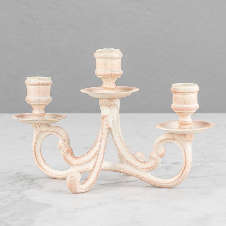 Подсвечник на три свечи цвета слоновой кости Candle Holder For 3 Candles Iron Antic Ivory