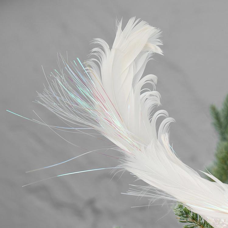 Набор из двух ёлочных игрушек на клипсе Белые птицы Set Of 2 Fabric Plume Birds On Clip White 18 cm