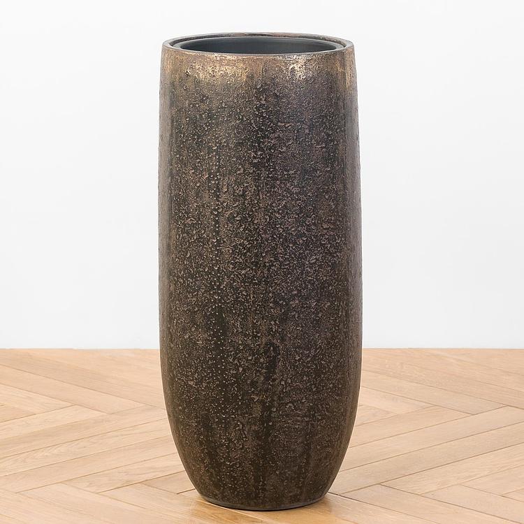 Высокое кашпо Эффектори Металл золотая патина, M Effectory Metal Tall Pot Rough Gold Patina Medium